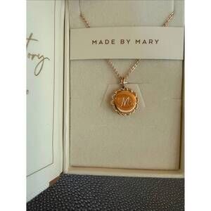 NEW MADE BY MARY engravable ornate circle charm necklace - initial letter m in g